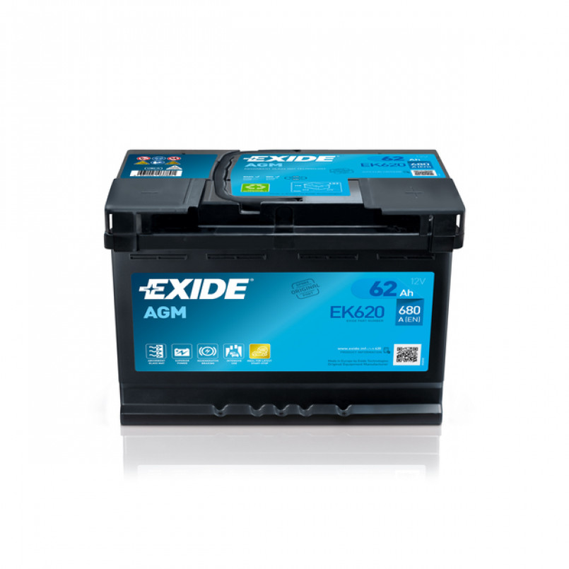 EXIDE AGM 62Ah EN680 -/+ 242x175x190