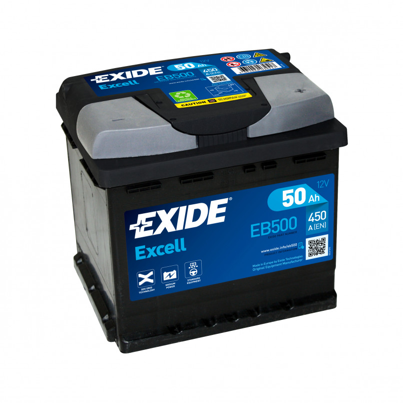 EXIDE EXCELL EB500 50Ah EN450 207x175x190