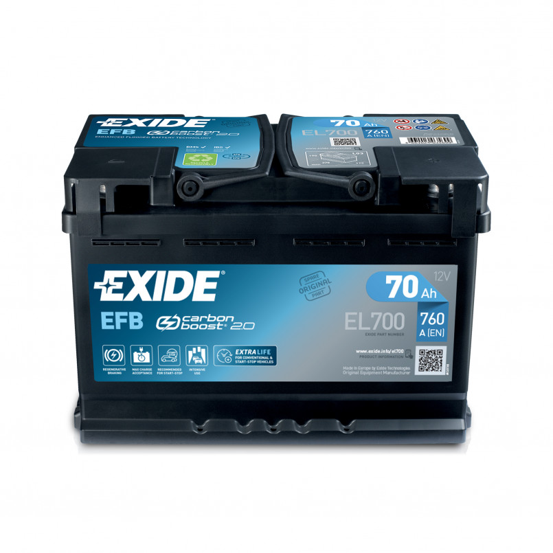 EXIDE EFB EL700 70Ah EN760 -/+ 278x175x190