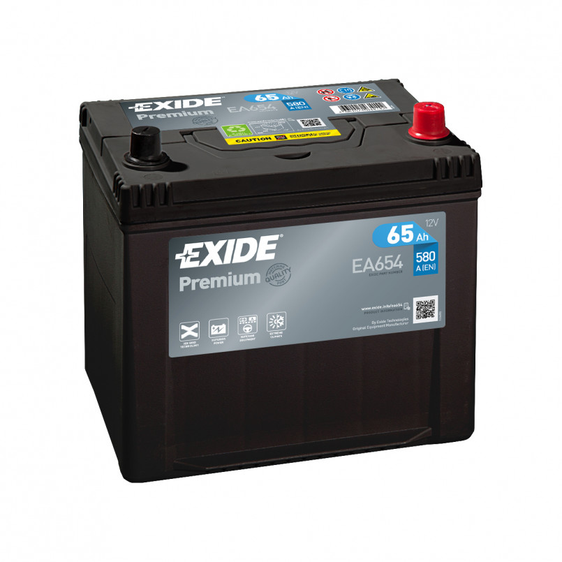 EXIDE PREMIUM EA654 Japan (JIS) 65Ah EN580 -/+