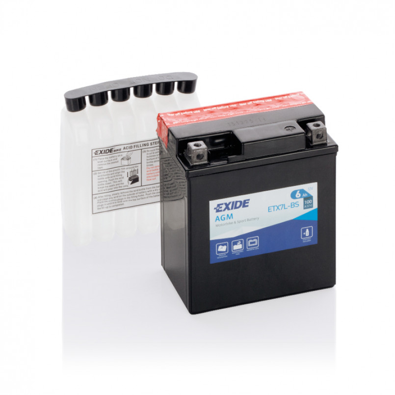 [ETX7L-BS] MOTO 6 Ah/12V EXIDE  AGM (0) ETX7L-BS (сухозаряджений)