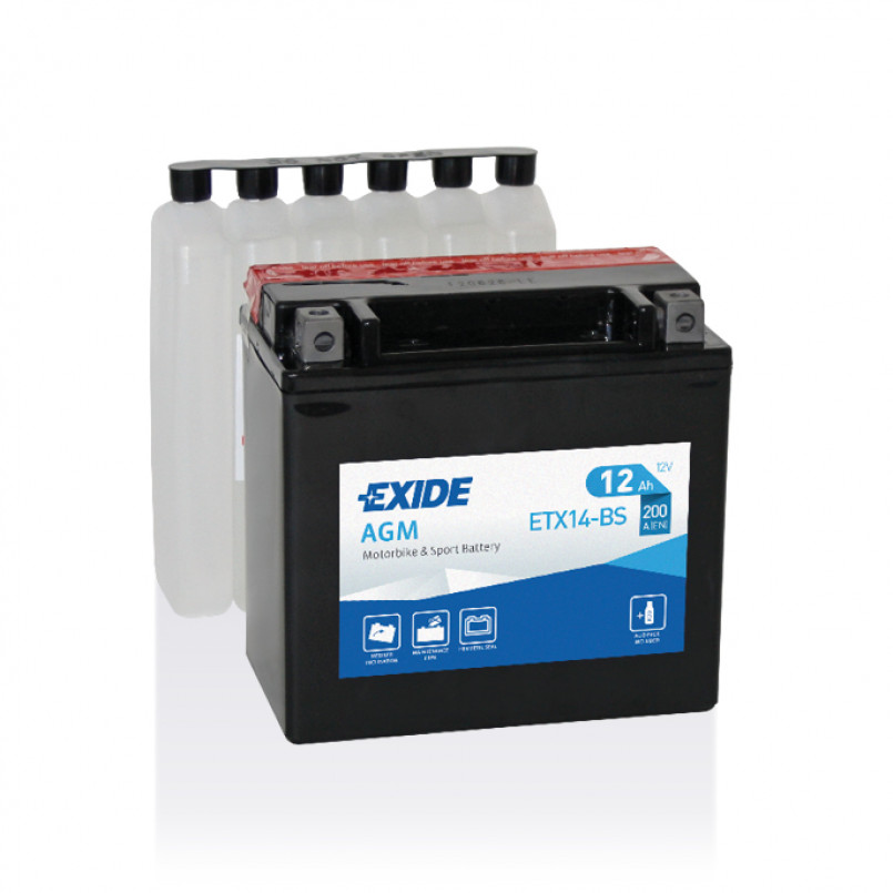 [ETX14-BS] MOTO 12 Ah/12V EXIDE  AGM (1) ETX14-BS (сухозаряджений)