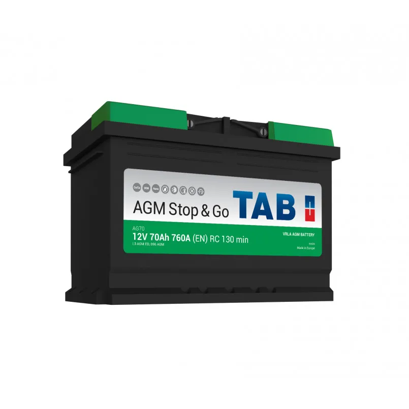 TAB AGM 70Ah EN760 -/+