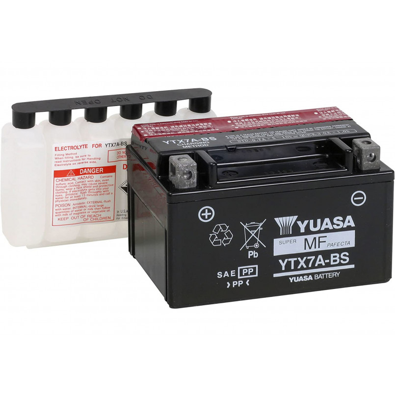 МОТО Yuasa 12V 6Ah MF VRLA Battery AGM YTX7A-BS(сухозаряжений)