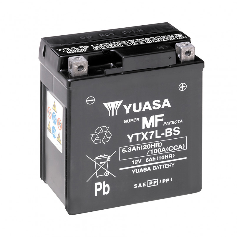 [YTX7L-BS] МОТО Yuasa 12V 6Ah  MF VRLA Battery AGM YTX7L-BS (сухозаряжений)
