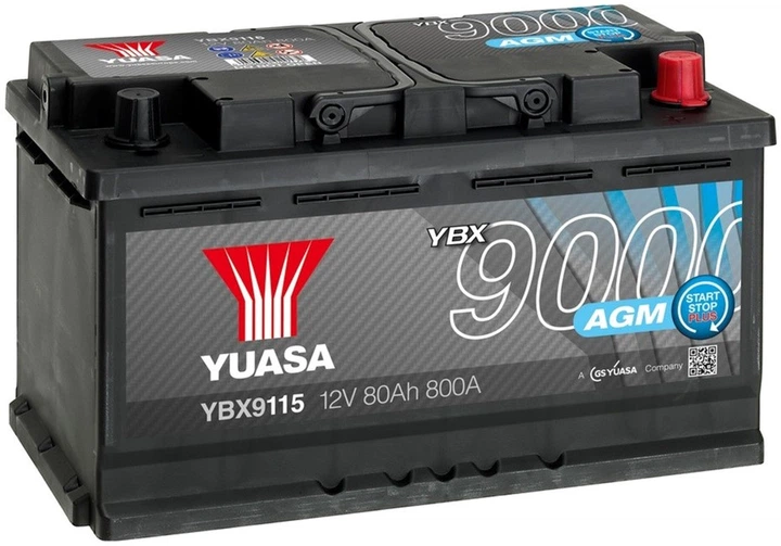 [YBX9115] Yuasa 12V 80Ah AGM Start Stop Plus Battery YBX9115 (0)