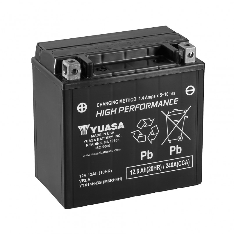 [YTX14H-BS] МОТО Yuasa 12V 12,6Ah High Performance MF Battery AGM  YTX14H-BS(сухозаряжений)