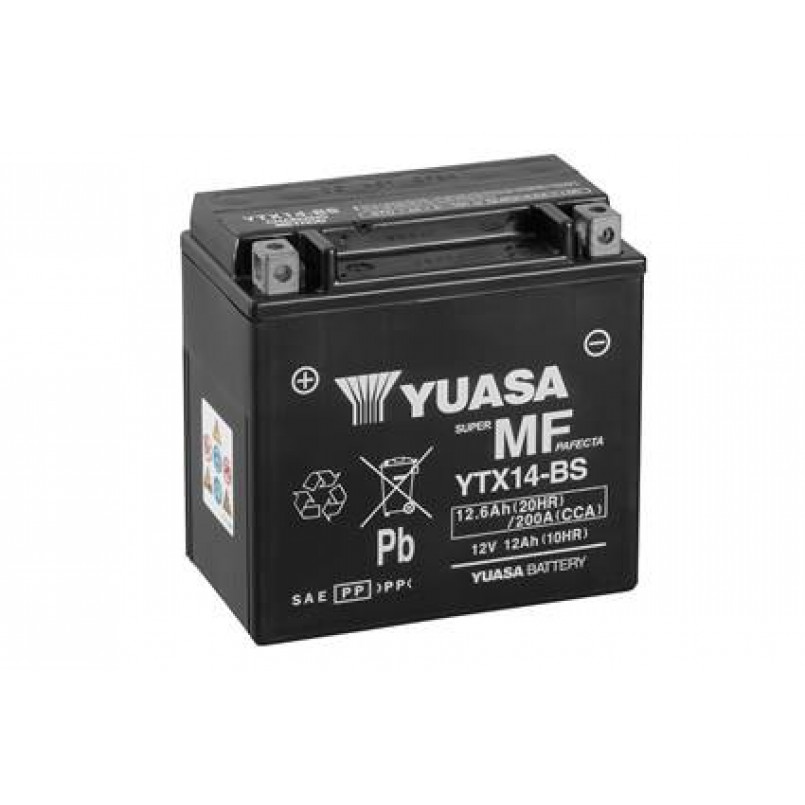 [YTX14-BS] МОТО Yuasa 12V 12,6Ah  MF VRLA Battery  YTX14-BS(сухозаряжений)