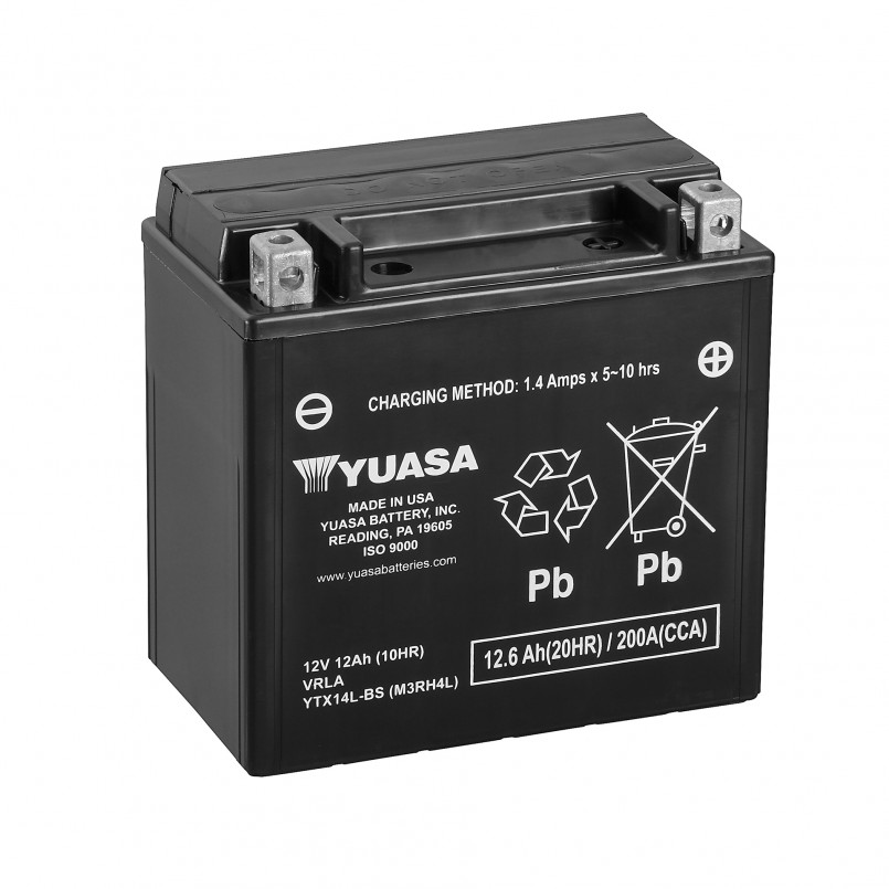 [YTX14L-BS] МОТО Yuasa 12V 12,6Ah  MF VRLA Battery AGM YTX14L-BS(сухозаряжений)