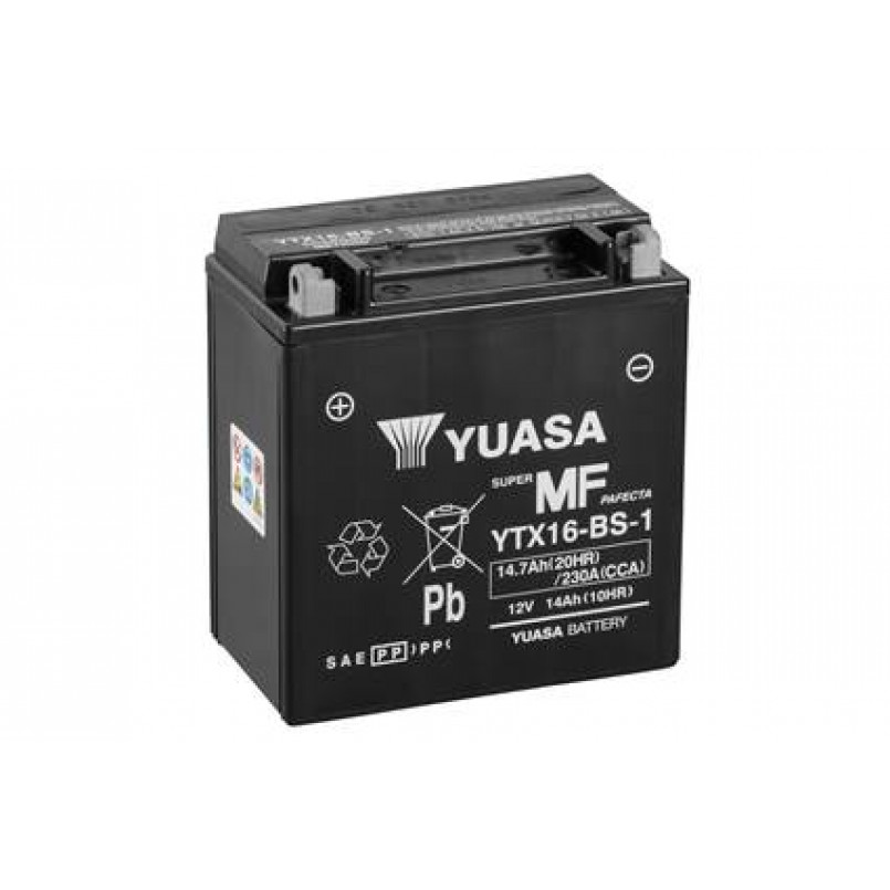 [YTX16-BS-1] МОТО Yuasa 12V 14,7Ah  MF VRLA Battery  YTX16-BS-1(сухозаряжений)