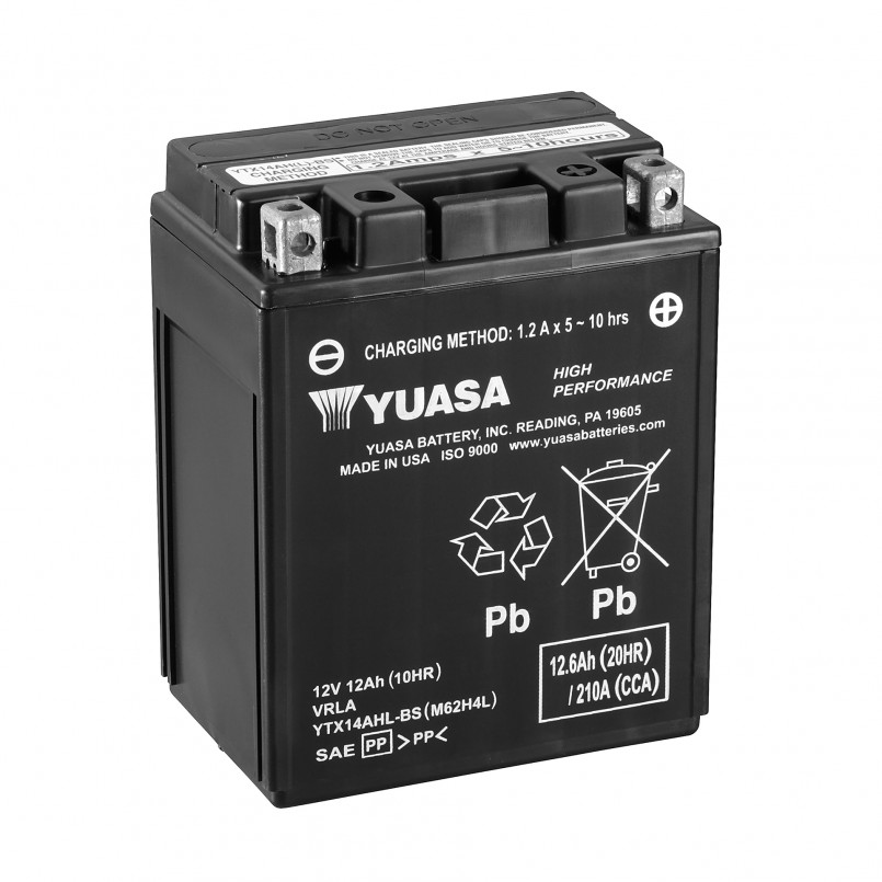 [YTX14AHL-BS] МОТО Yuasa 12V 12,6Ah High Performance MF  Battery AGM  YTX14AHL-BS(сухозаряжений)
